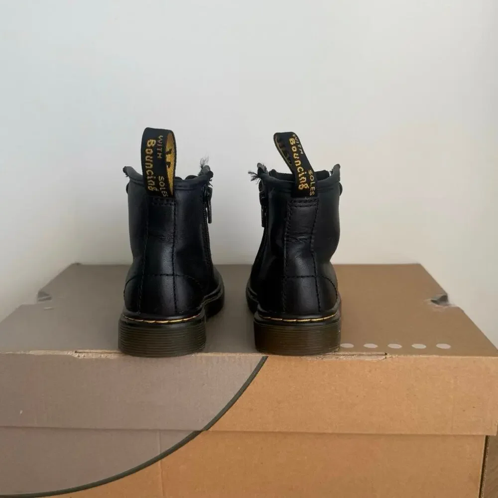 Dr. Martens 1460 Black Leather Lace Up Zip Ankle Boots Toddler - SZ 7 C